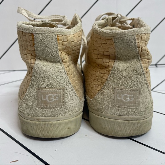 Ugg | Cayha Woven High Top Sherpa Lined Sneakers Tan Size 9 - Picture 9 of 14